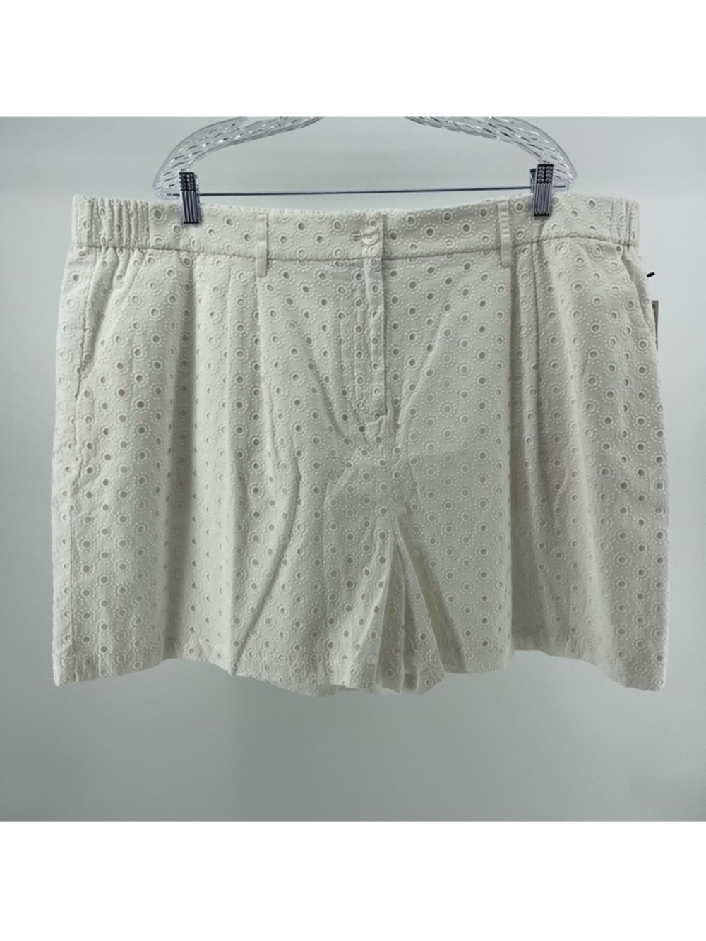NWT Halogen White Eyelet Shorts, Stretch Waist, 100% Cotton, Women's 3X